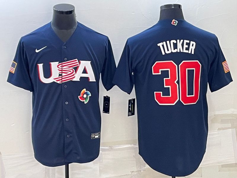 Men 2023 World Cub USA #30 Tucker Blue Nike MLB Jersey6->more jerseys->MLB Jersey